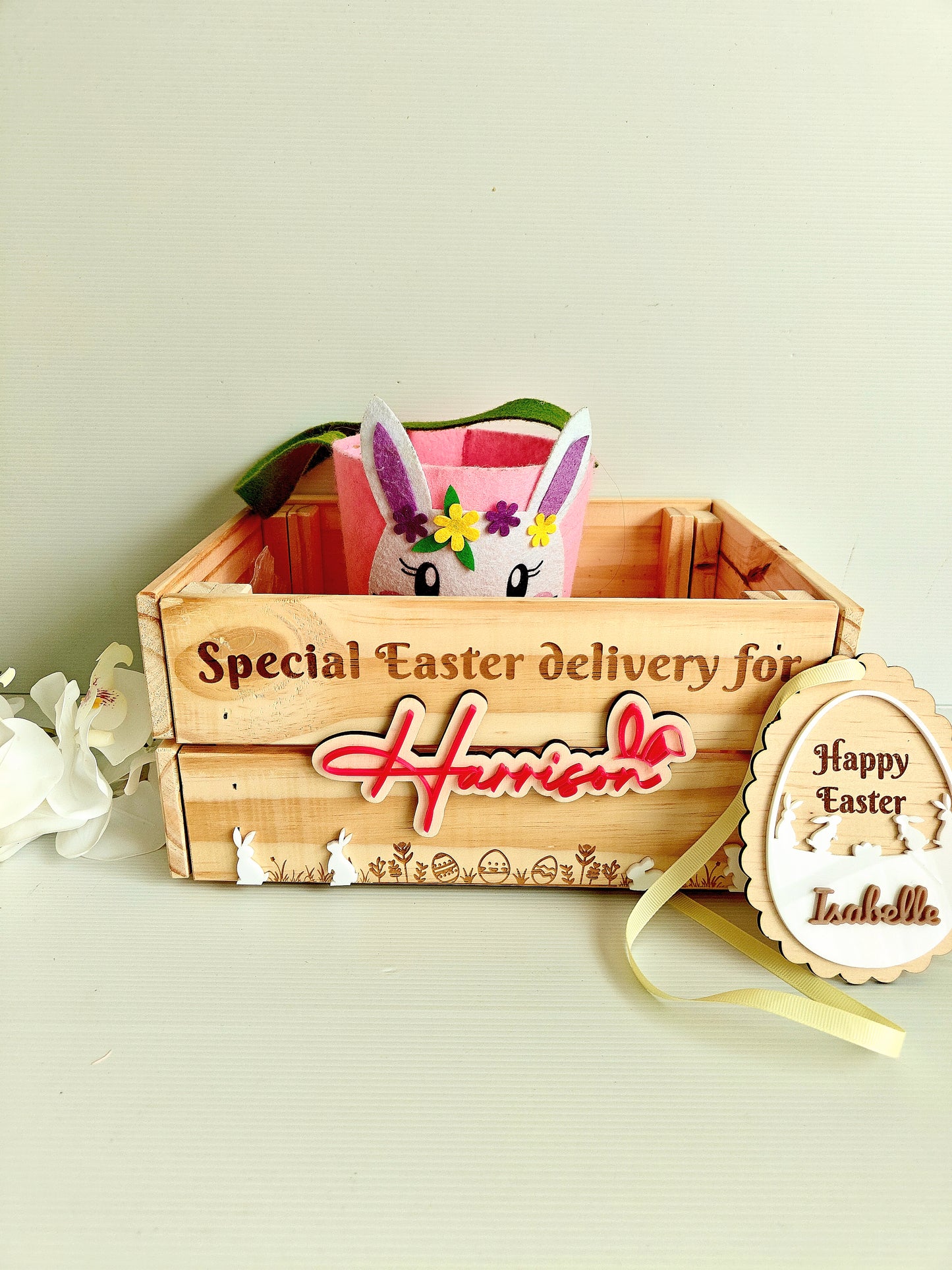 Personalised Easter Crate | Personalised easter Gift | Egg hunt - flat pack