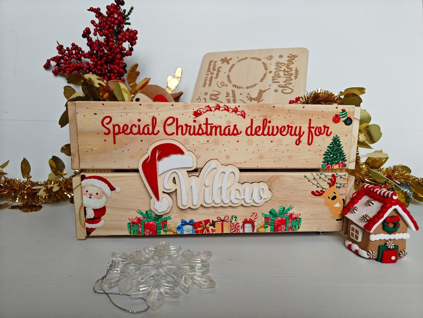 Personalised Christmas Crate | Wooden Santa Crate for Familie