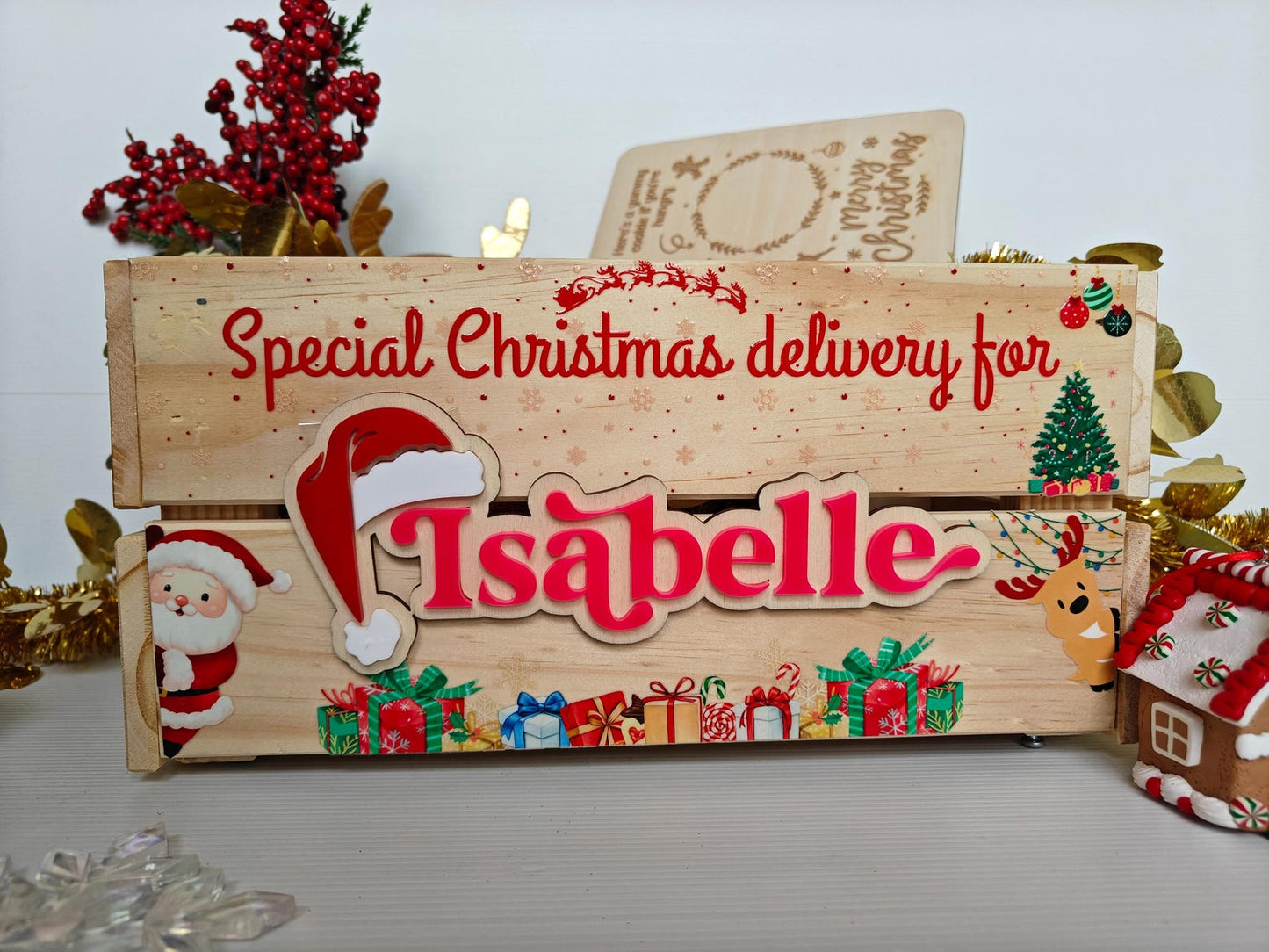 Personalised Christmas Crate | Wooden Santa Crate for Familie