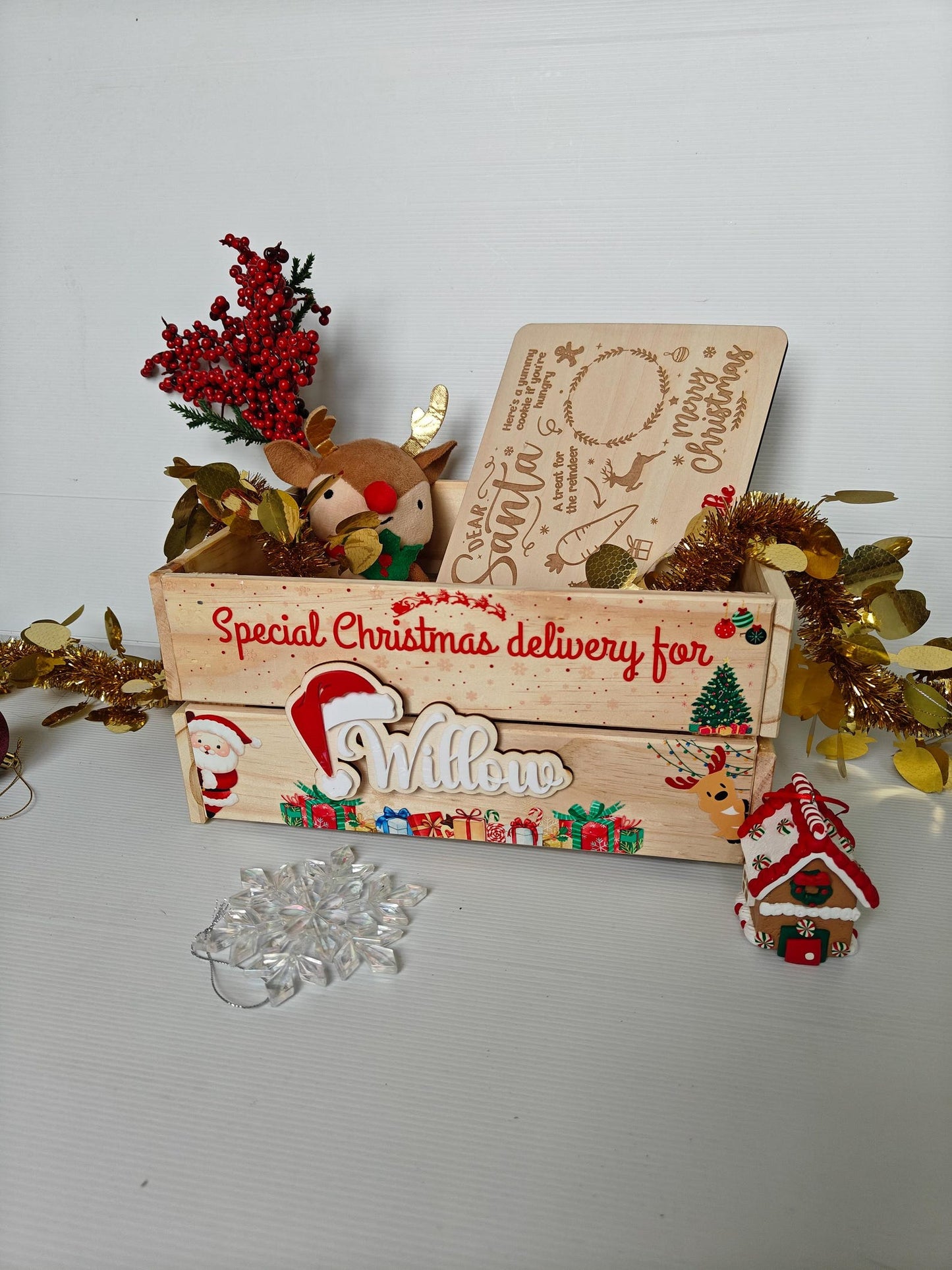Personalised Christmas Crate | Wooden Santa Crate for Familie