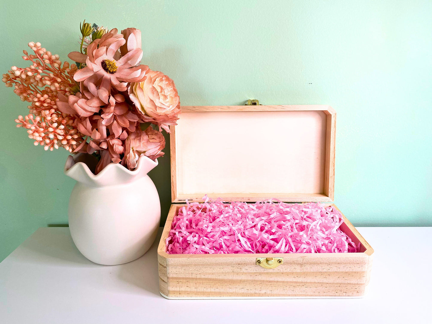 baby keepsake box | Newborn personalized wooden pink memory box