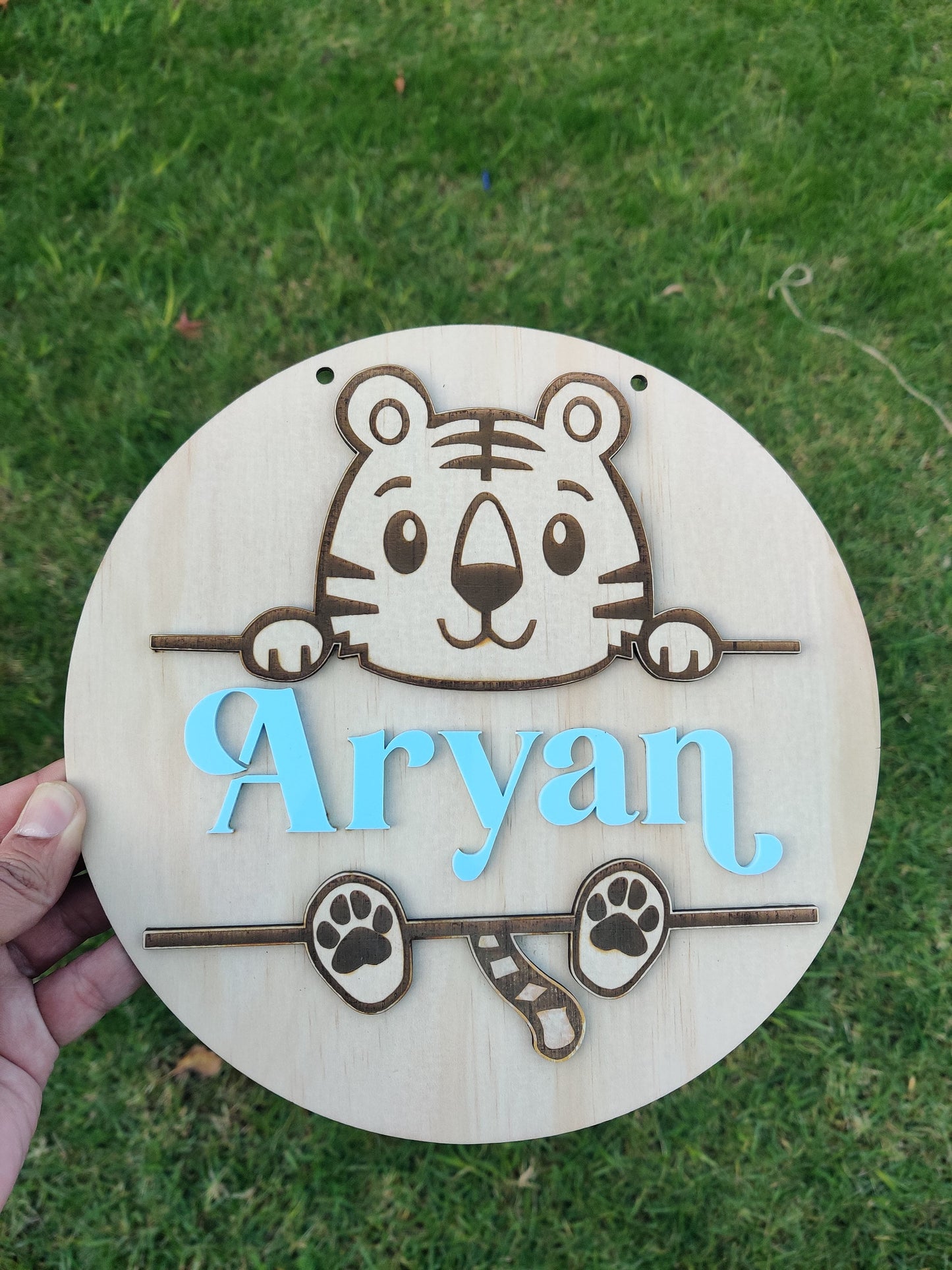 Personalized 3D Animal Name Plaque – Koala, Tiger, Elephant, Giraffe | Kids Room Wall Hanging & Door Sign