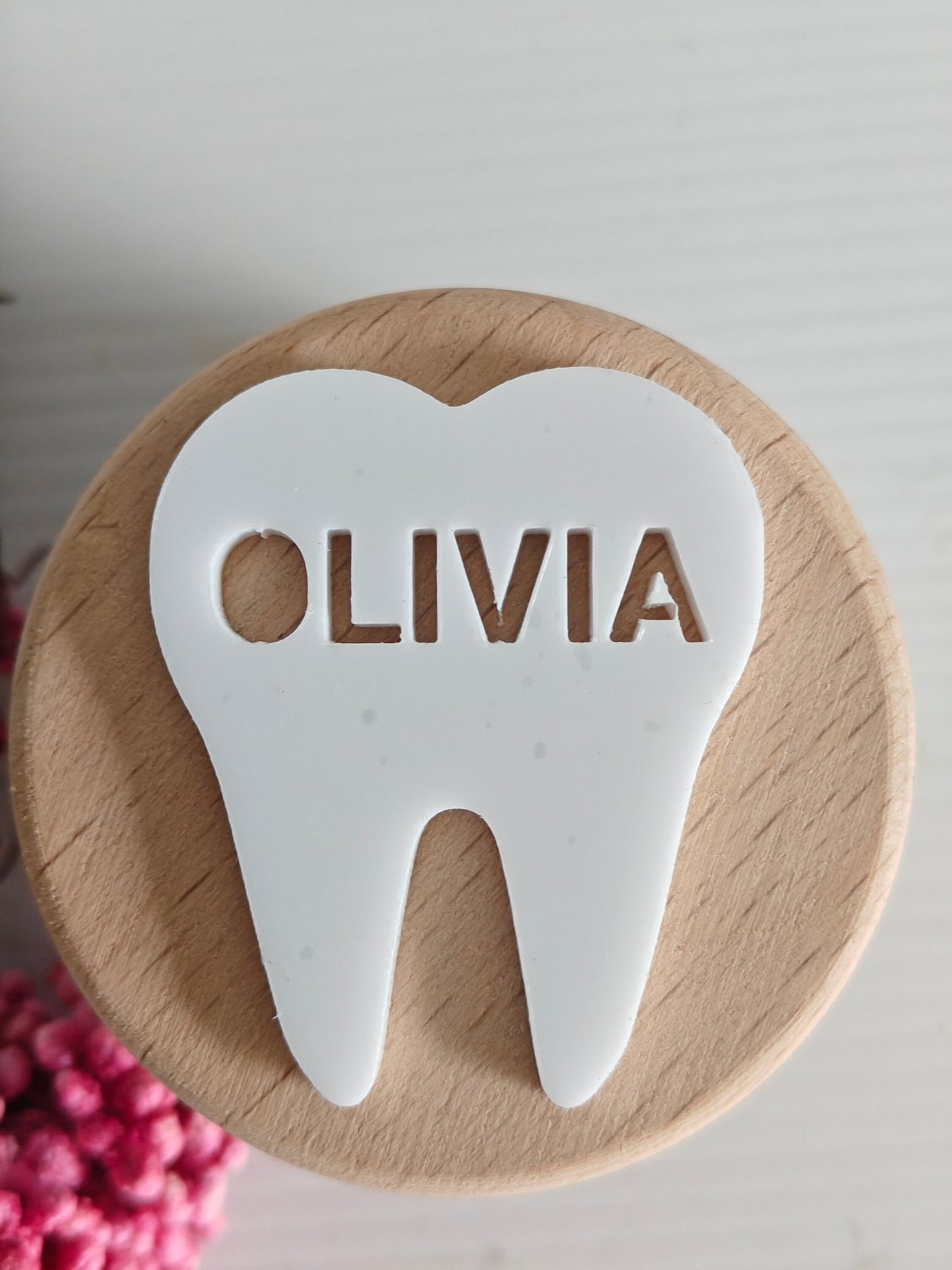 Personalized Wooden Tooth Fairy Box - Olivia – large tooth