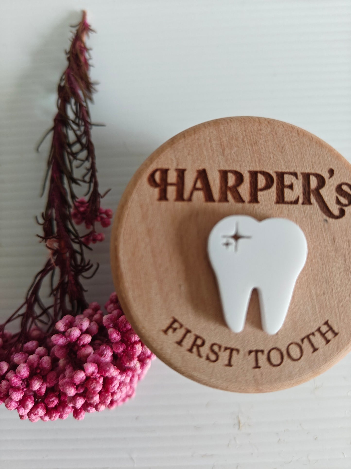 Personalized Wooden Tooth Fairy Box - My First Tooth -Harper