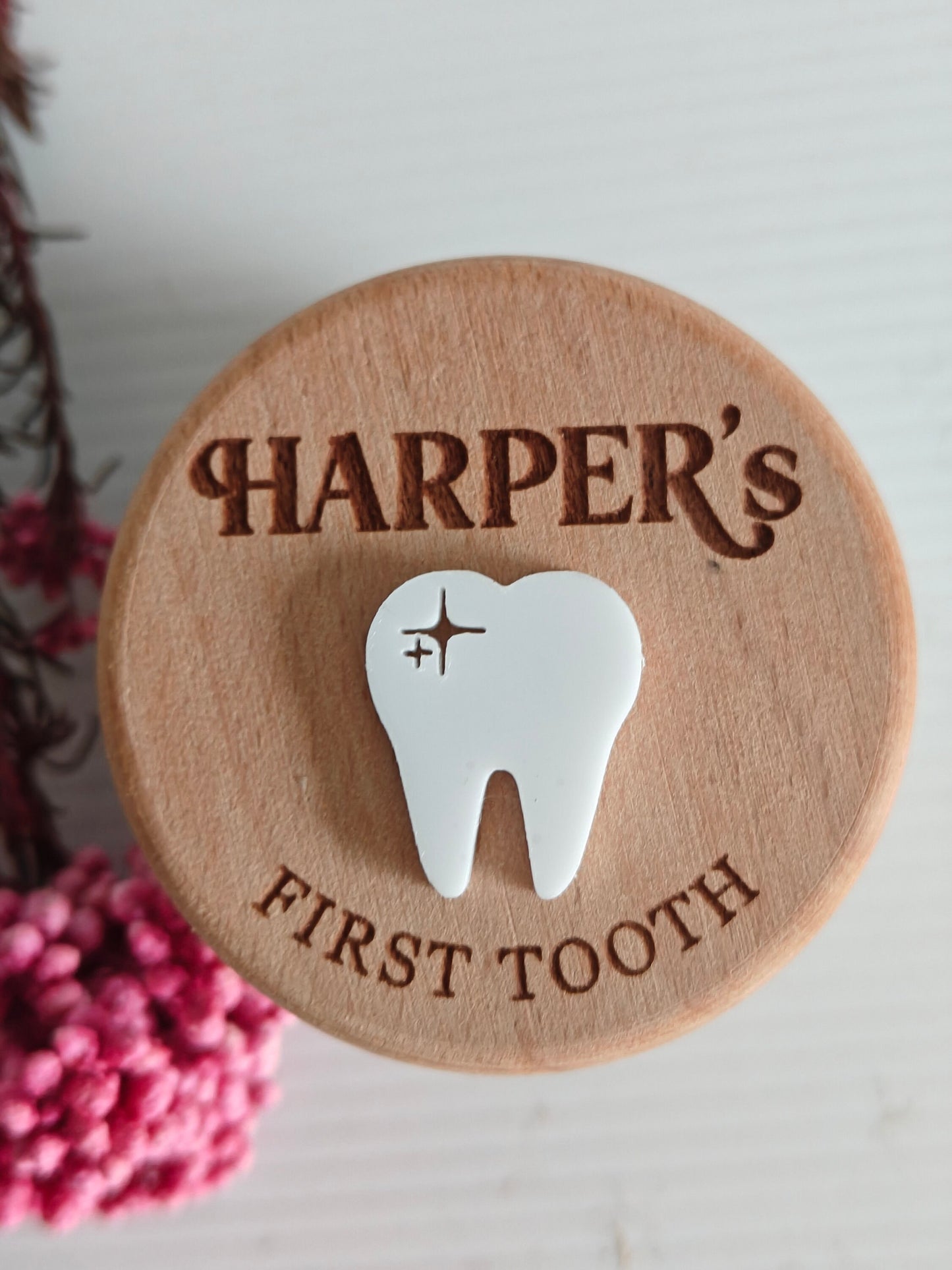 Personalized Wooden Tooth Fairy Box - My First Tooth -Harper