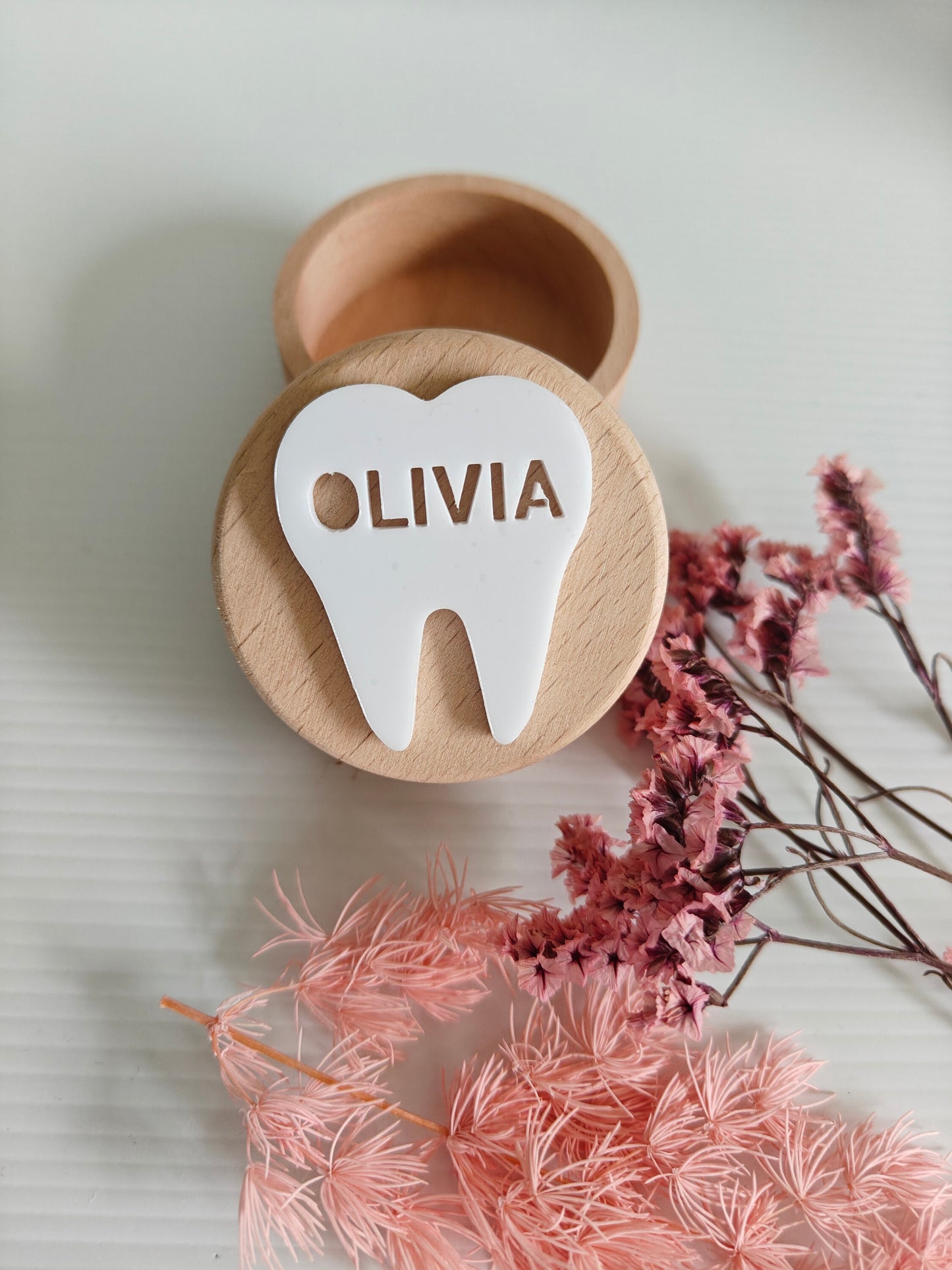 Personalized Wooden Tooth Fairy Box - Olivia – large tooth
