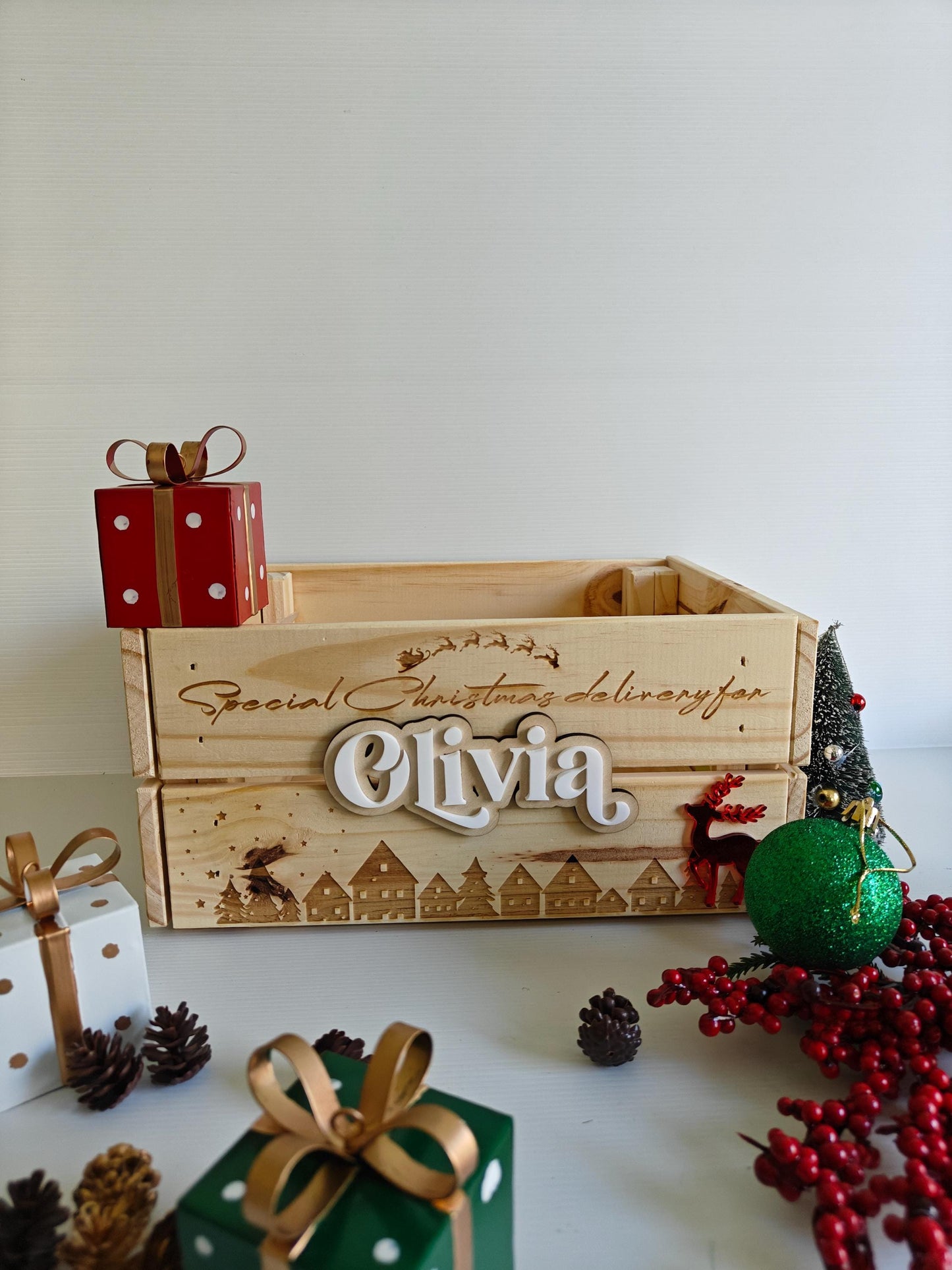 Personalised Christmas Hamper Crate | Traditional Santa Sack Box