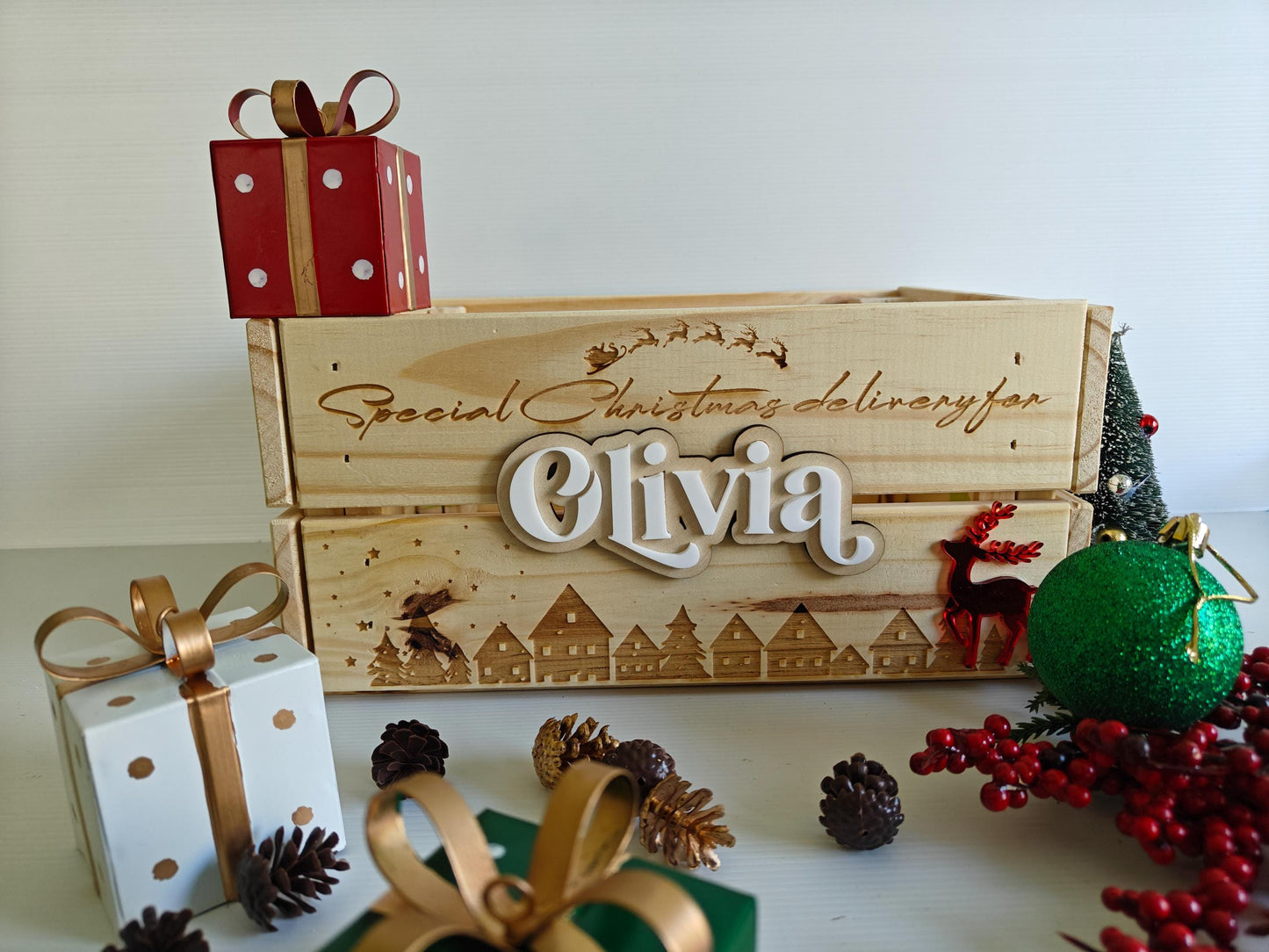 Personalised Christmas Hamper Crate | Traditional Santa Sack Box