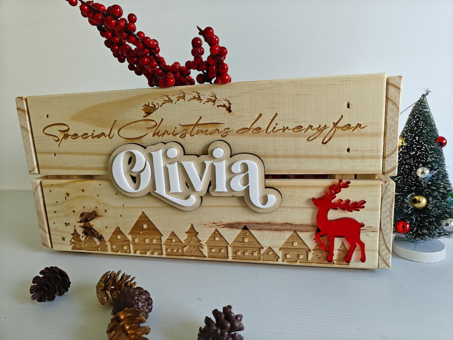 Personalised Christmas Hamper Crate | Traditional Santa Sack Box