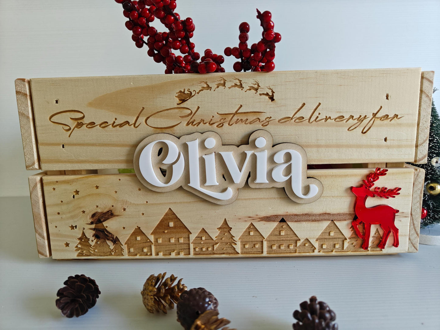 Personalised Christmas Hamper Crate | Traditional Santa Sack Box
