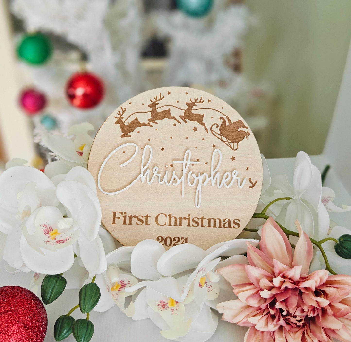Baby's First Christmas Plaque | Keepsake Photo Prop