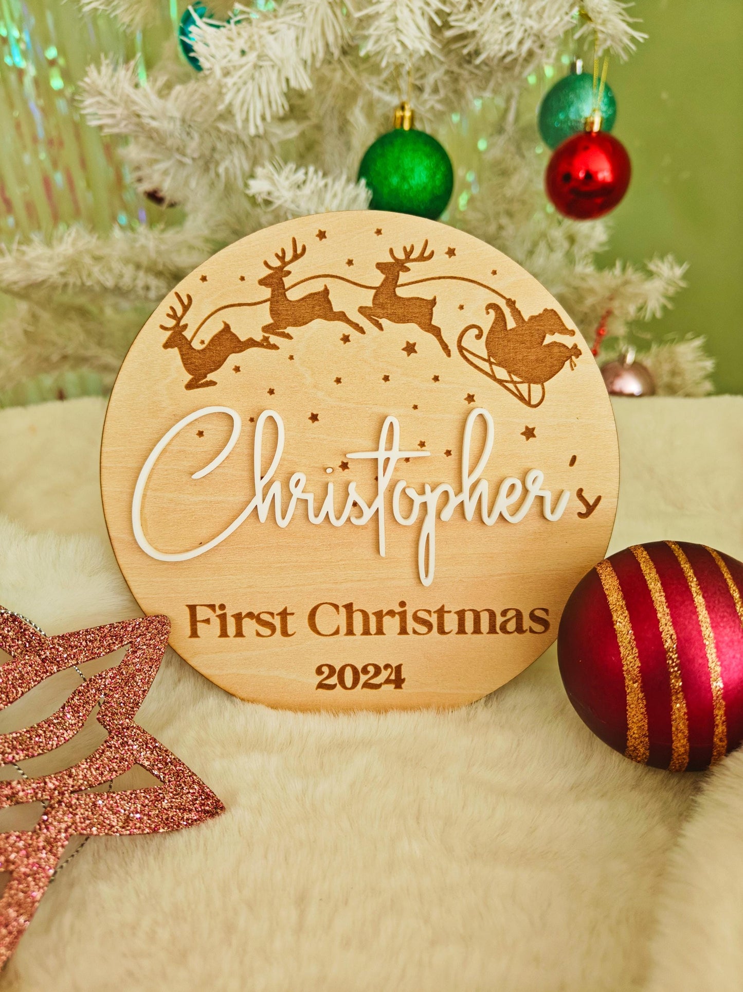 Baby's First Christmas Plaque | Keepsake Photo Prop