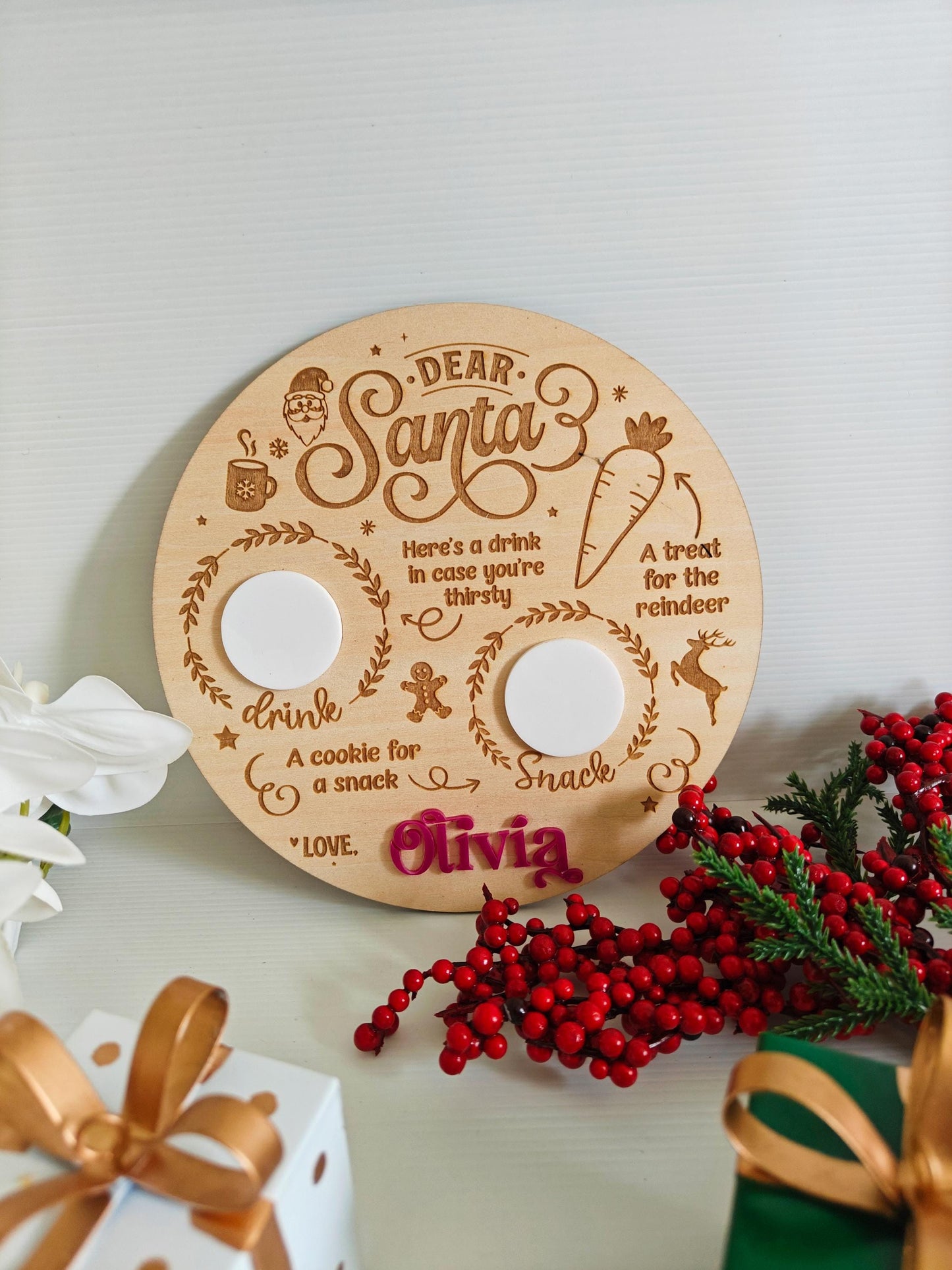 Personalized Wooden Santa Board Tray
