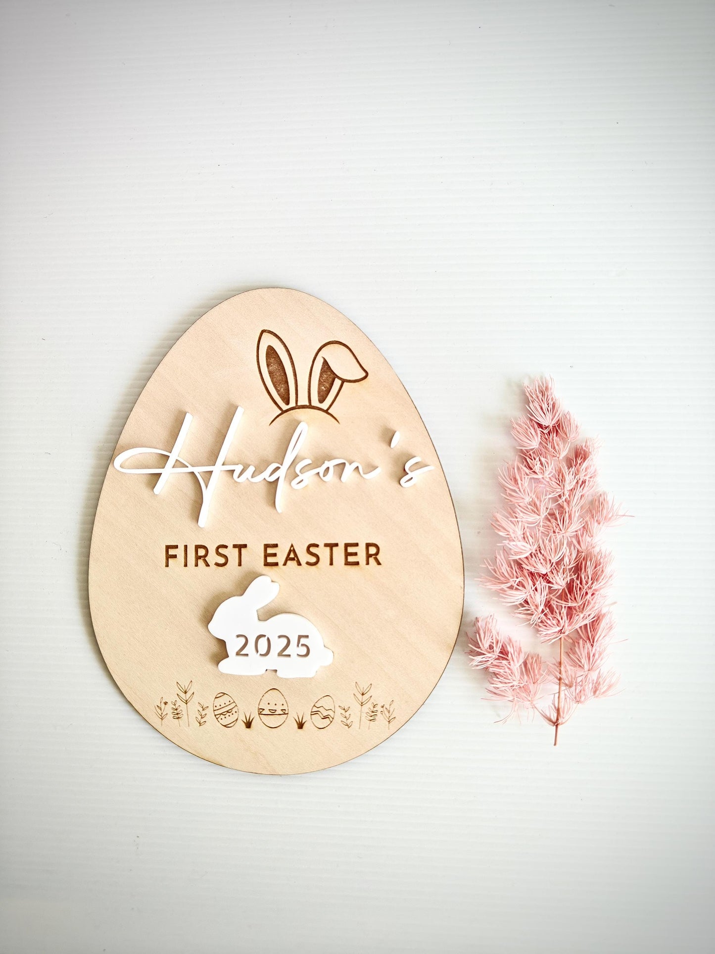 Personalized My First Easter Plaque - First Easter Sign - Easter Keepsake - Custom Easter Plaque - Easter Bunny - Baby Photo Prop- Milestone