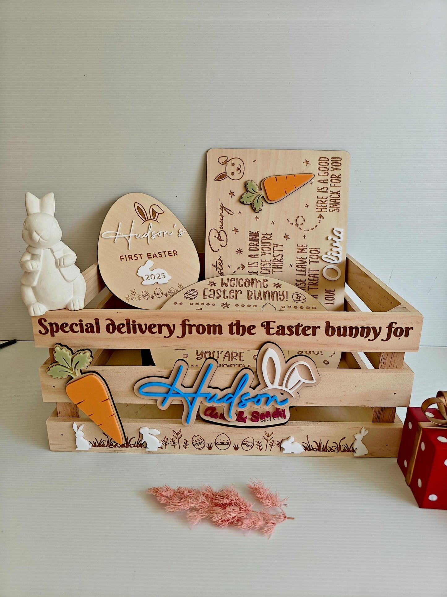 Personalized My First Easter Plaque - First Easter Sign - Easter Keepsake - Custom Easter Plaque - Easter Bunny - Baby Photo Prop- Milestone