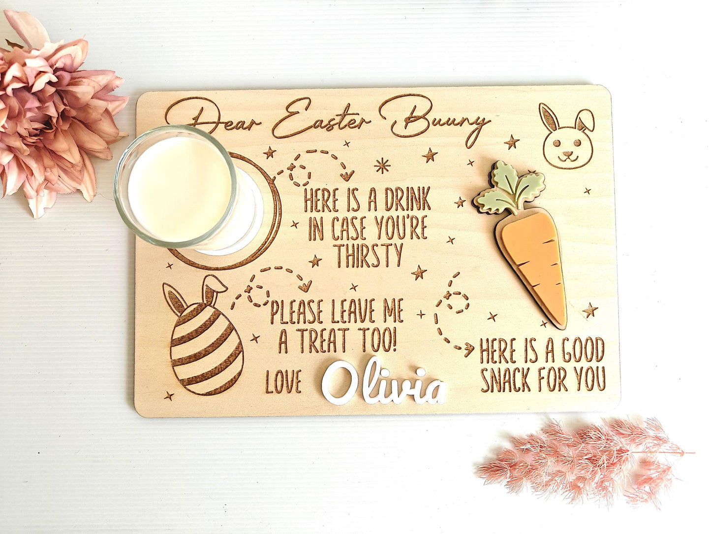 Personalised Easter Bunny Tray | Easter Tray | Carrots for Easter Bunny Board