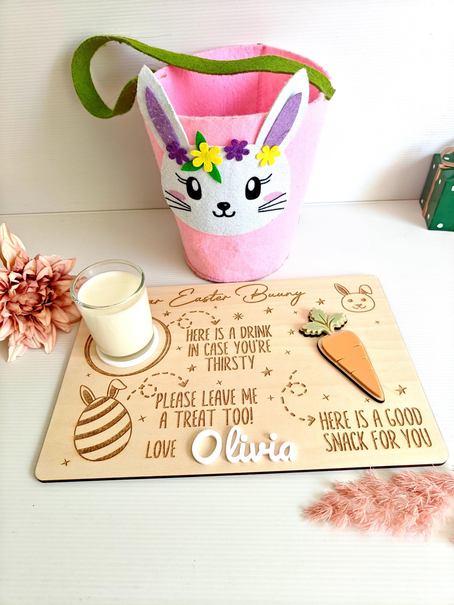 Personalised Easter Bunny Tray | Easter Tray | Carrots for Easter Bunny Board