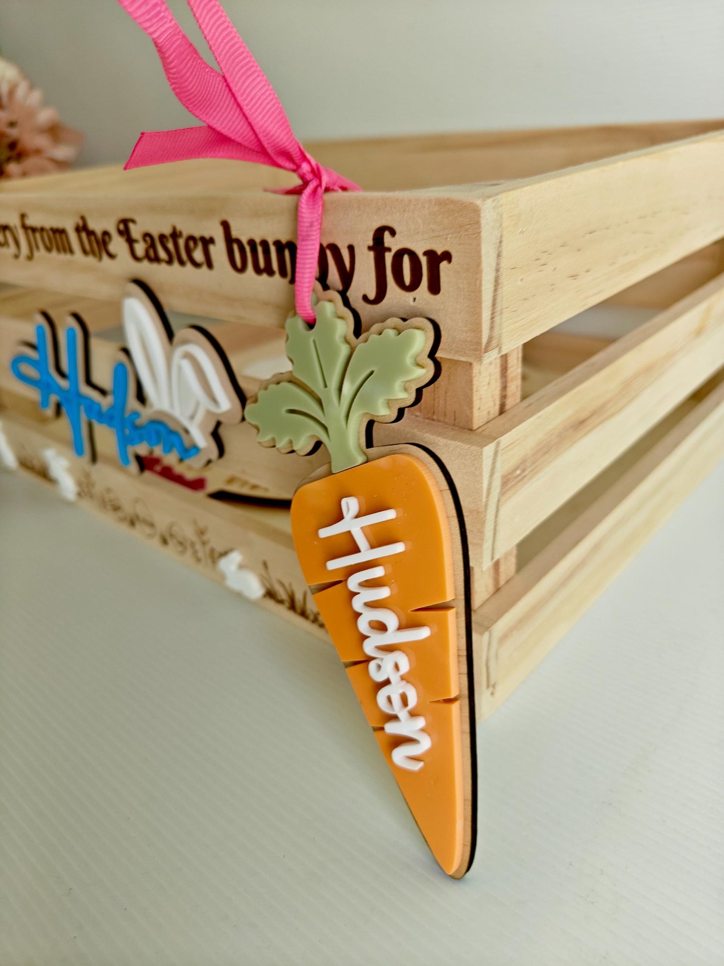 Pastel Easter Tags - Carrot tag - Personalised laser cut hamper tags