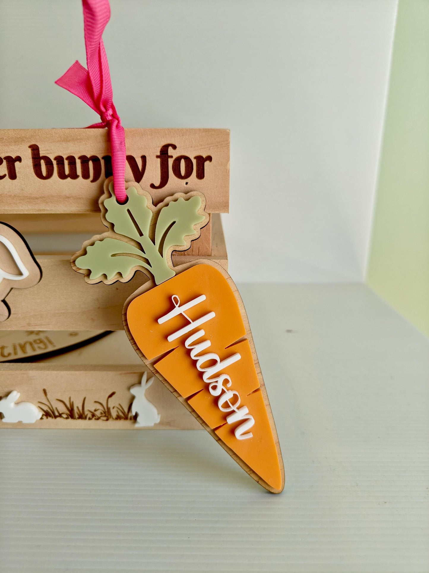 Pastel Easter Tags - Carrot tag - Personalised laser cut hamper tags