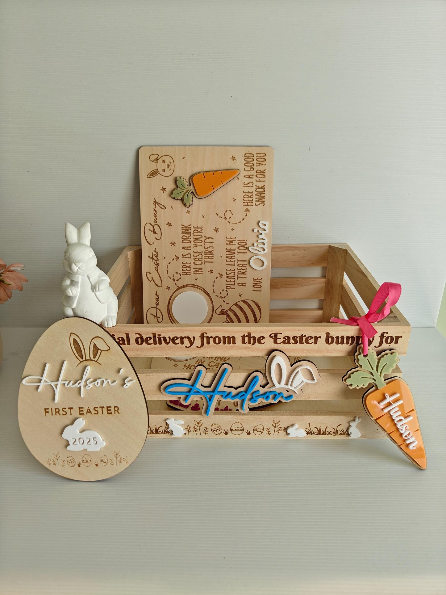 Pastel Easter Tags - Carrot tag - Personalised laser cut hamper tags
