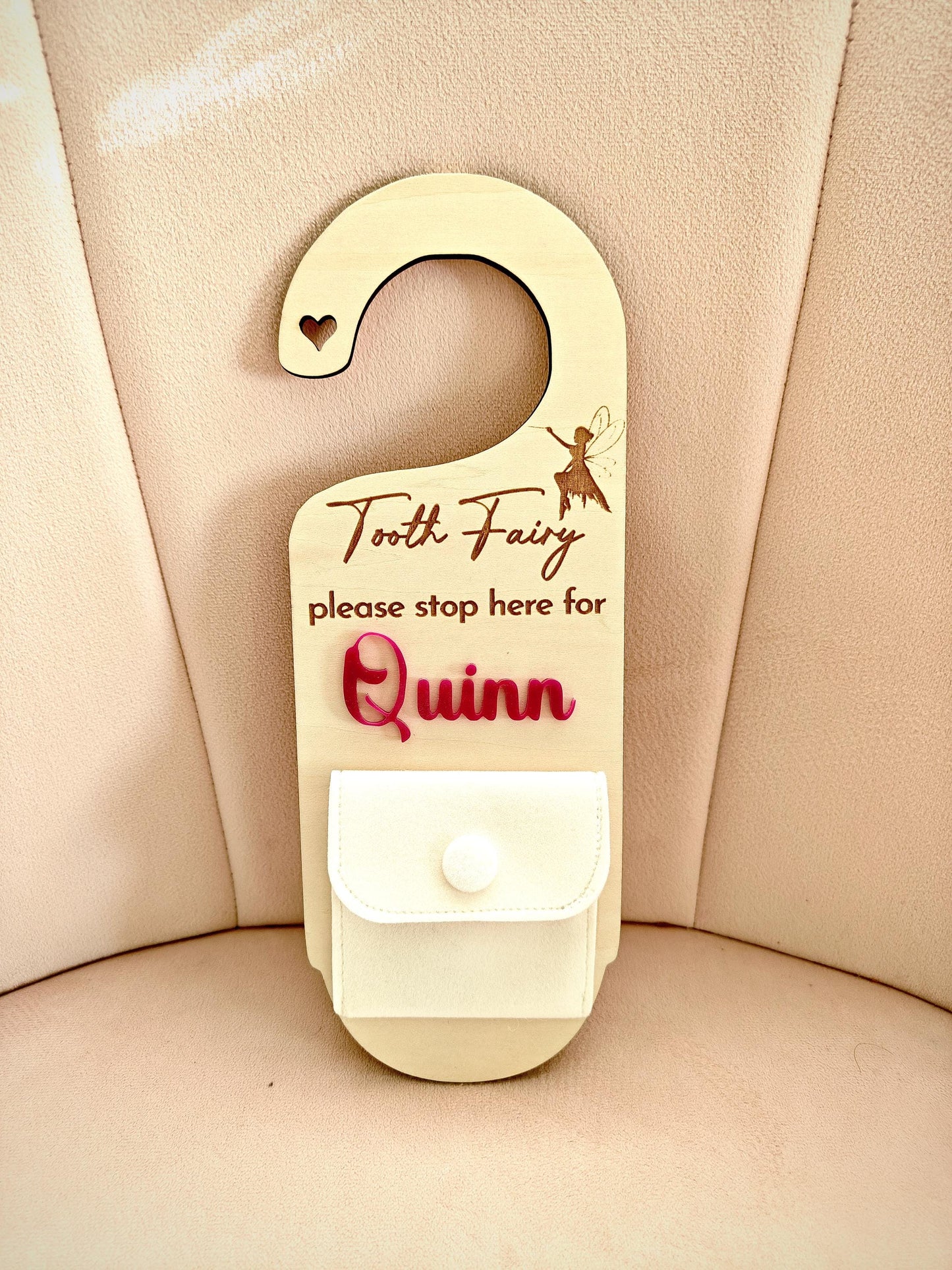 Tooth Fairy Door Hanger Personalised | Personalised Tooth Fairy Trinket - custom fonts