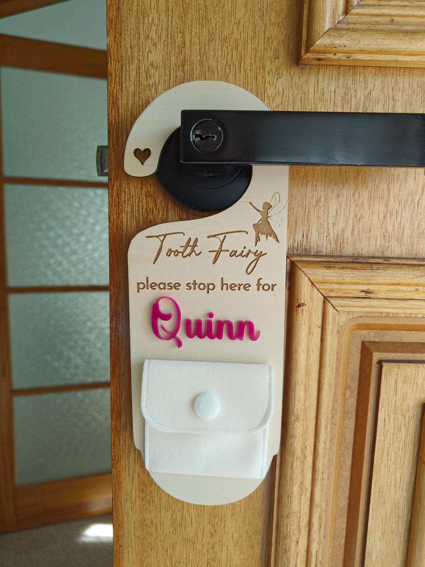 Tooth Fairy Door Hanger Personalised | Personalised Tooth Fairy Trinket - custom fonts