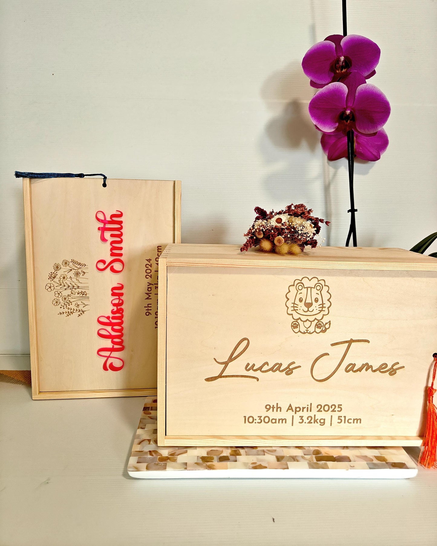 Engraved Wooden Keepsake Box - Custom Memory Box for Baby & Child