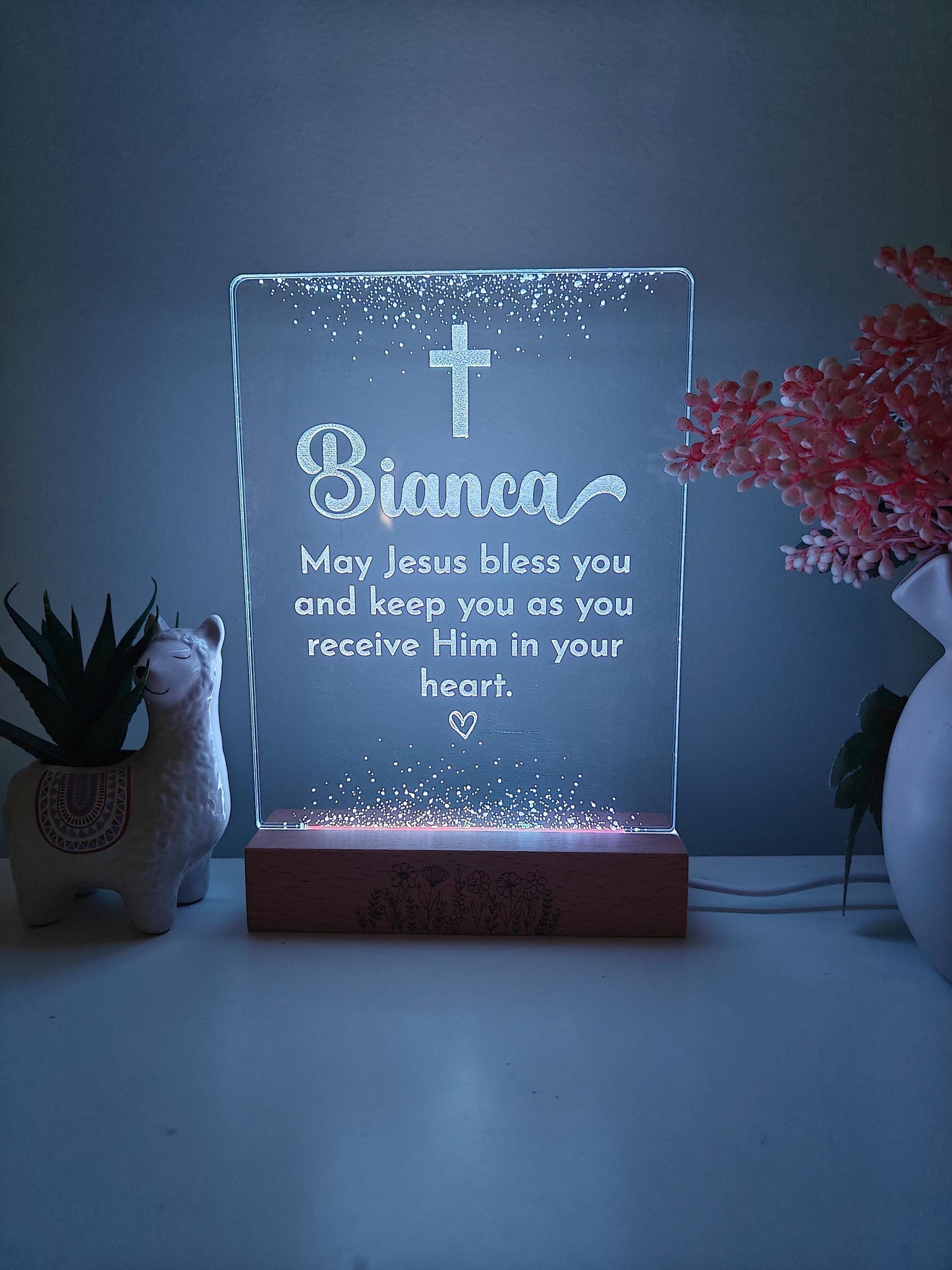 Personalised Christening gift, Baby Baptism Gift , led lights