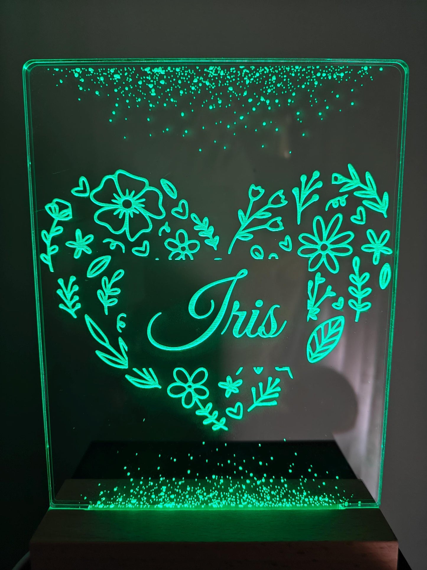 Personalised Night Light, Floral Plaque with Name, Baby Room Decor