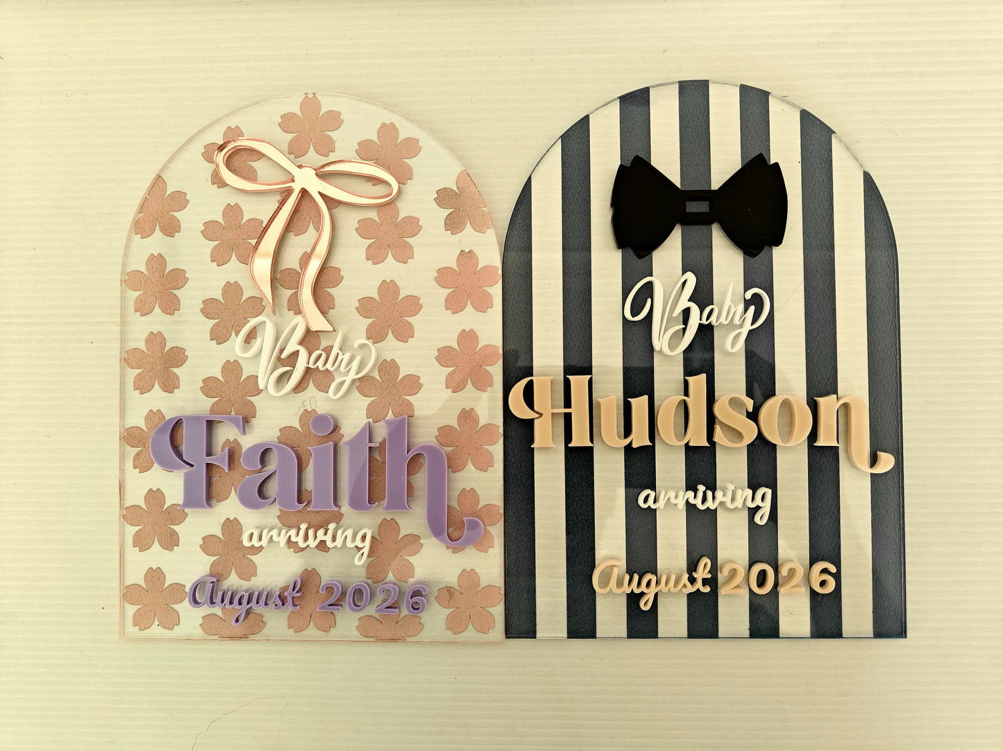 Personalised Birth Announcement Plaque - Engraved Baby Name Sign