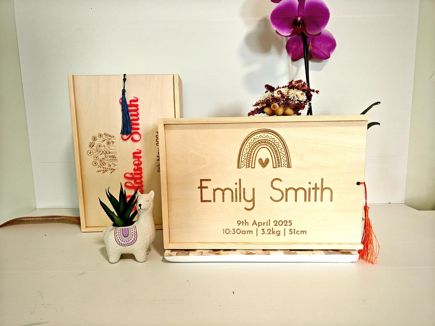 Engraved Wooden Keepsake Box - Custom Memory Box for Baby & Child