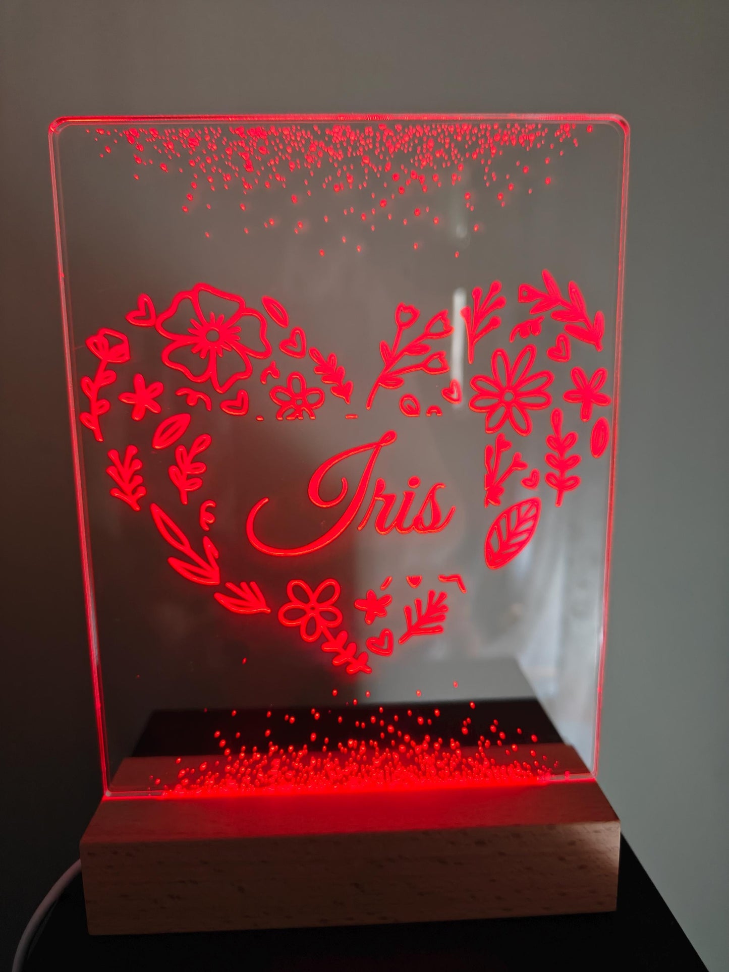 Personalised Night Light, Floral Plaque with Name, Baby Room Decor