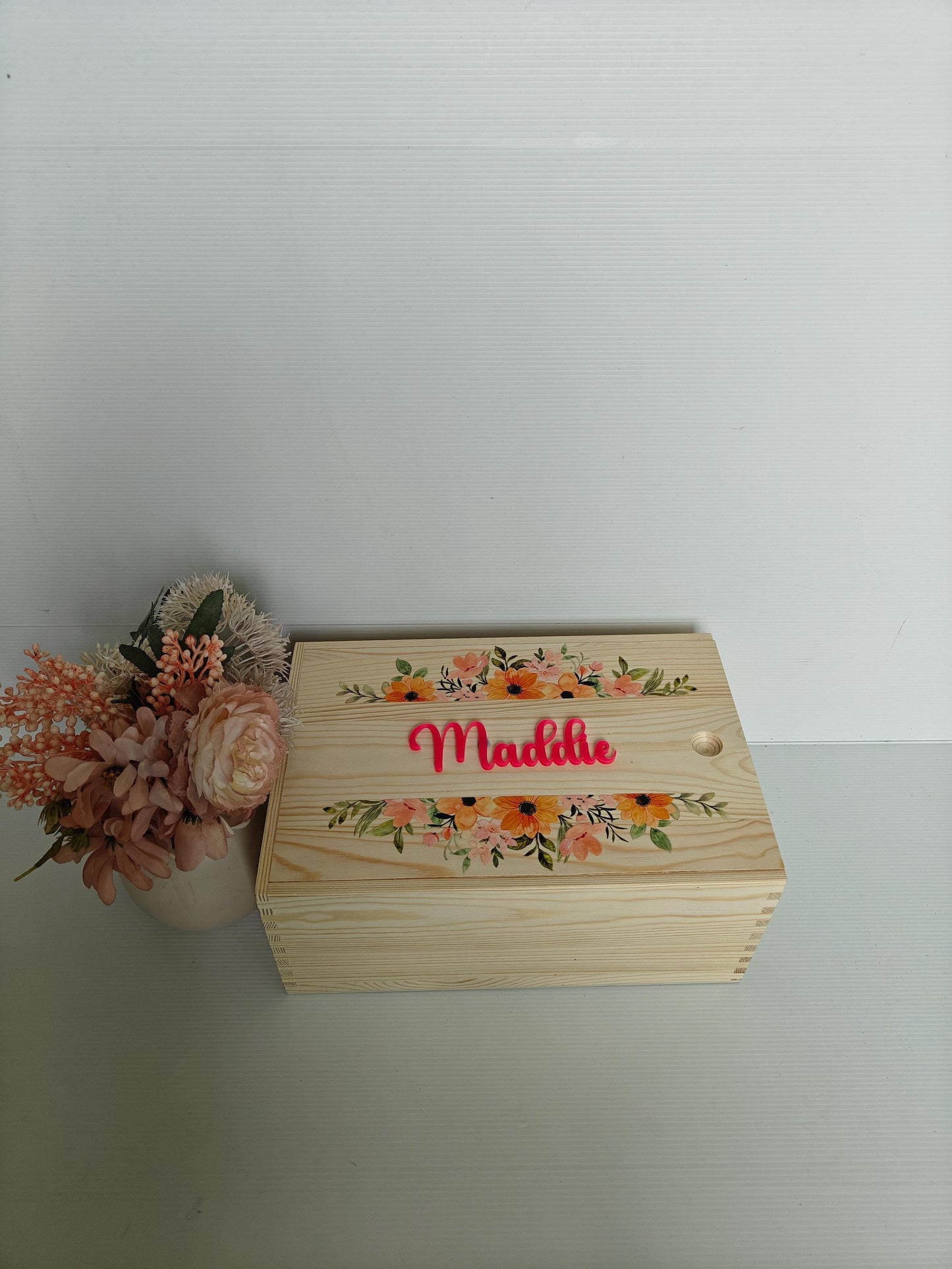 Personalised Wooden Daisy Keepsake Box