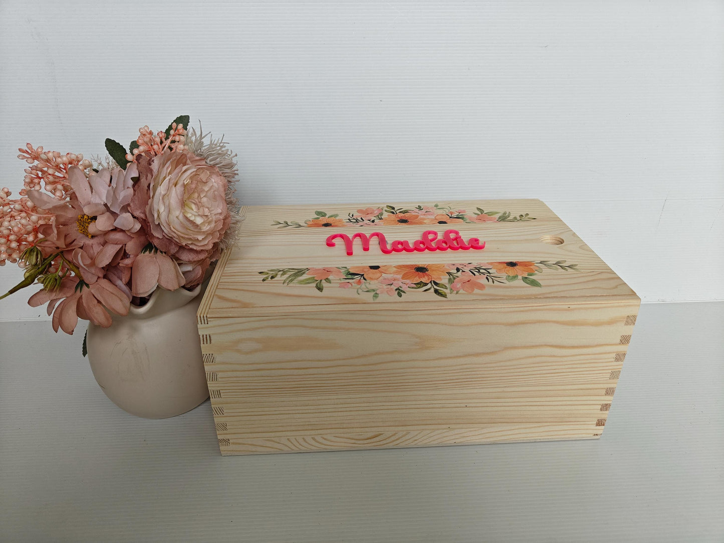 Personalised Wooden Daisy Keepsake Box