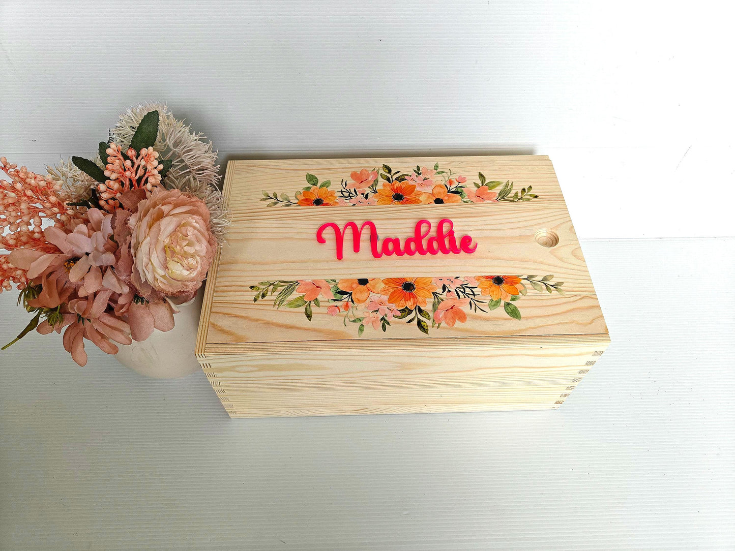 Personalised Wooden Daisy Keepsake Box