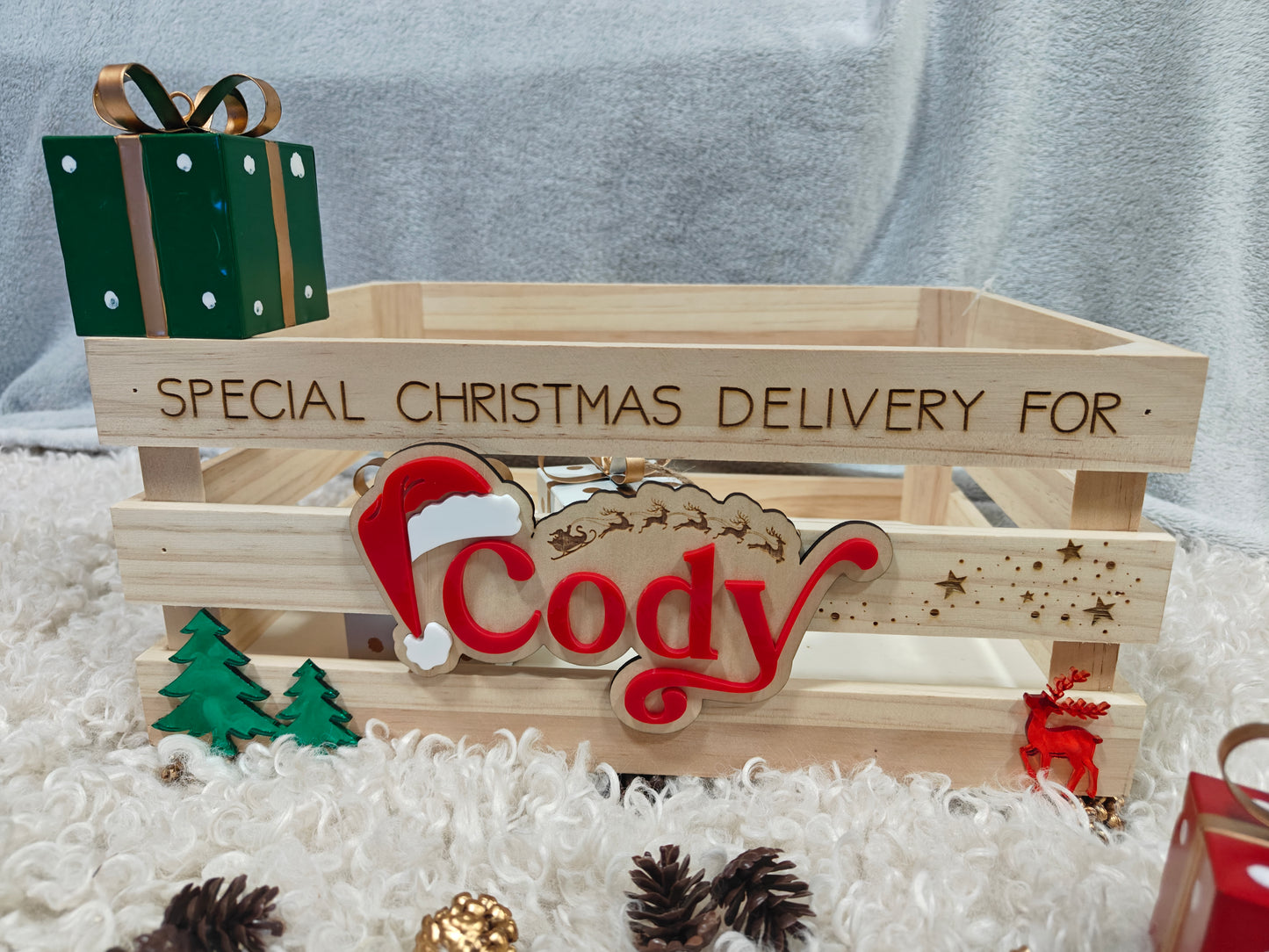 Personalised Christmas Crate | Modern Santa Gift Box for Kids