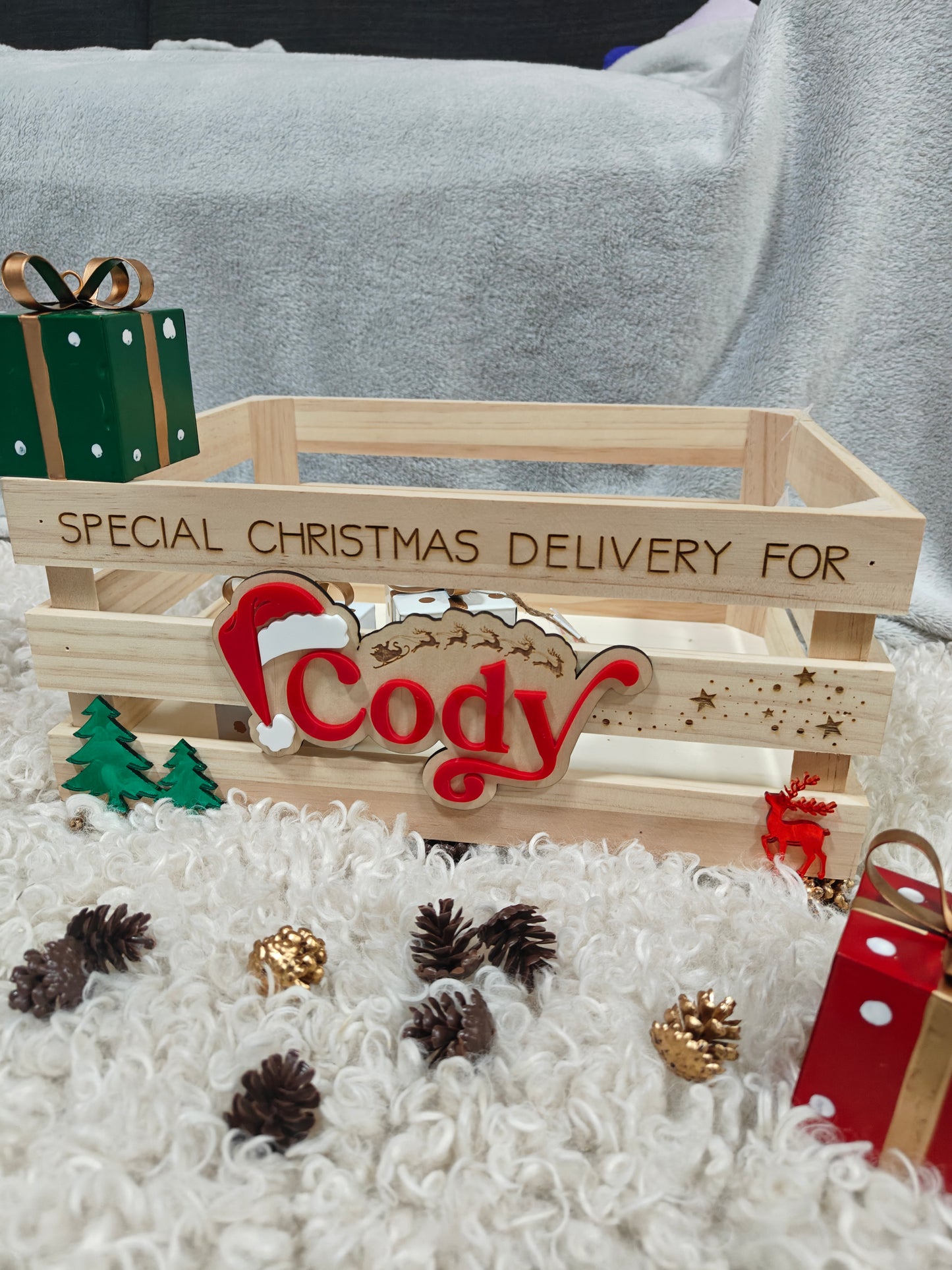 Personalised Christmas Crate | Modern Santa Gift Box for Kids