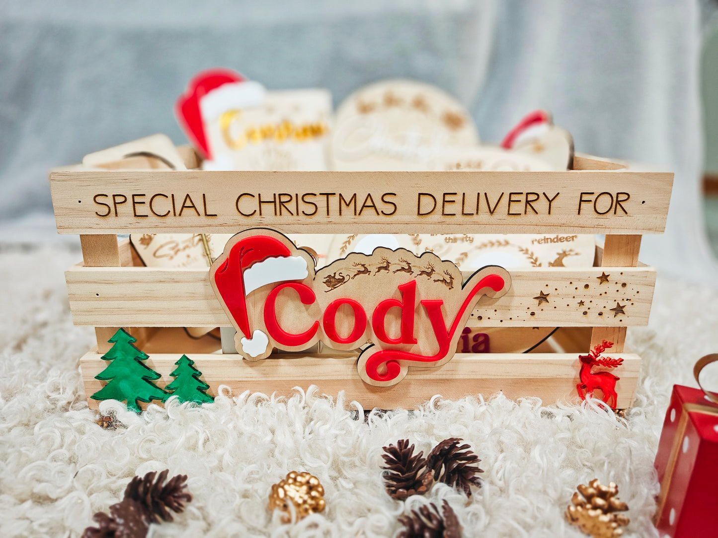 Personalised Christmas Crate | Modern Santa Gift Box for Kids