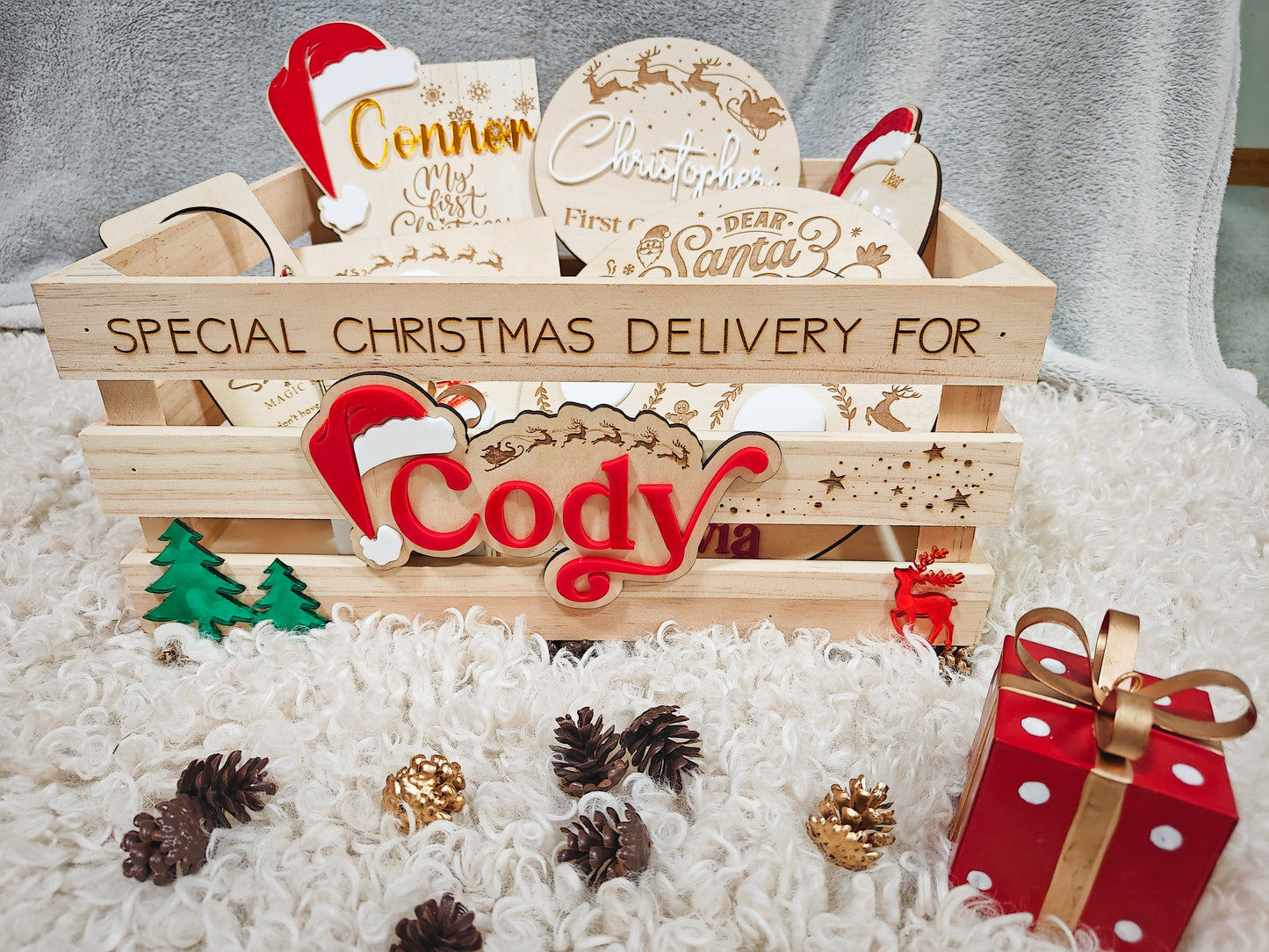 Personalised Christmas Crate | Modern Santa Gift Box for Kids