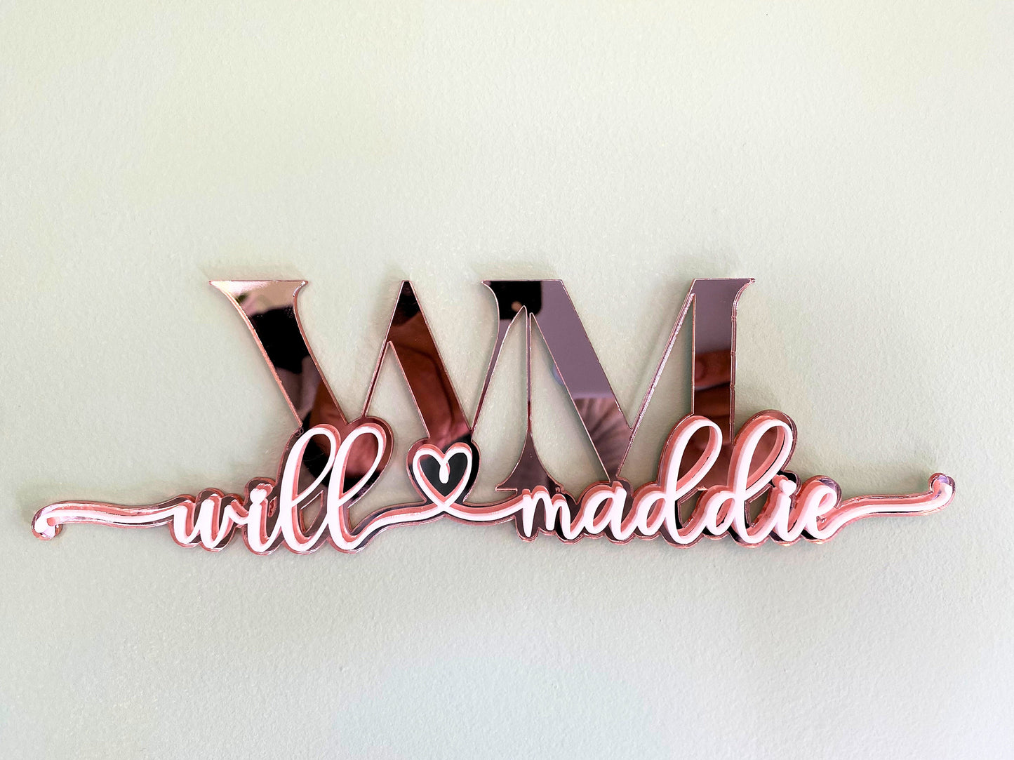 Custom anniversary gift for couples, laser-cut with stand.