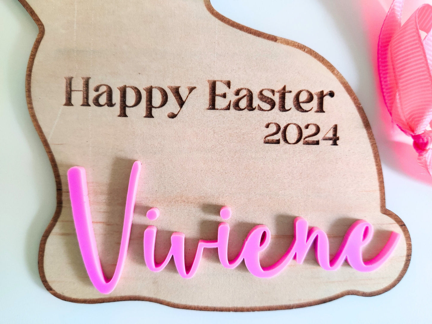 Easter basket name tag, seating bunny