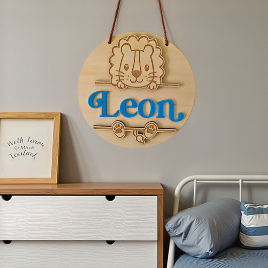 Personalized 3D Animal Name Plaque – Koala, Tiger, Elephant, Giraffe | Kids Room Wall Hanging & Door Sign