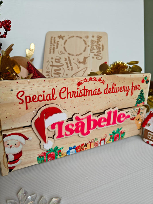 Personalised Christmas Crate | Wooden Santa Crate for Familie