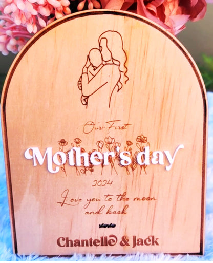 Personalized First Mother's Day gift, Best mom ever, Personalized wooden plaque