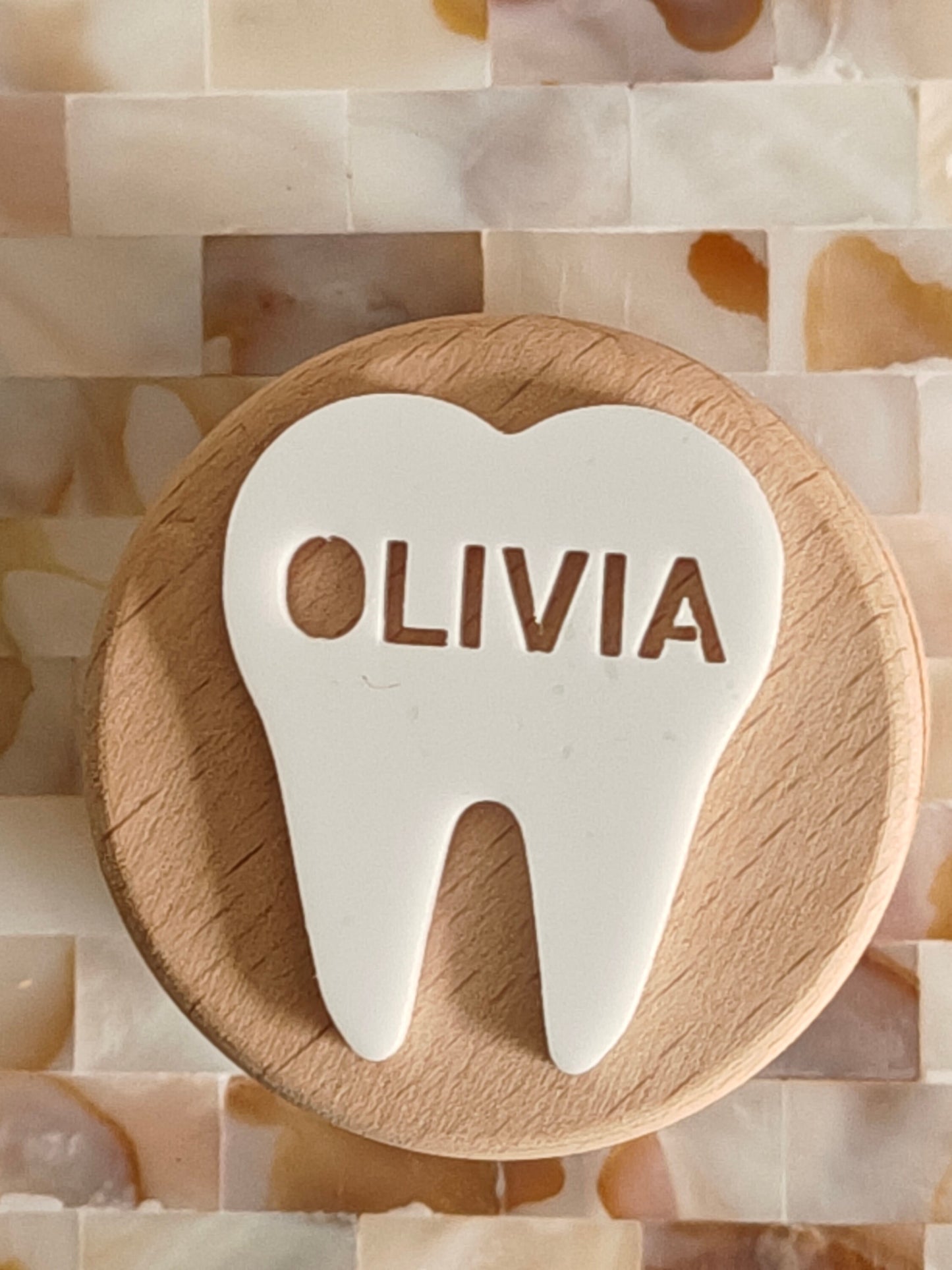 Personalized Wooden Tooth Fairy Box -  Olivia – large tooth