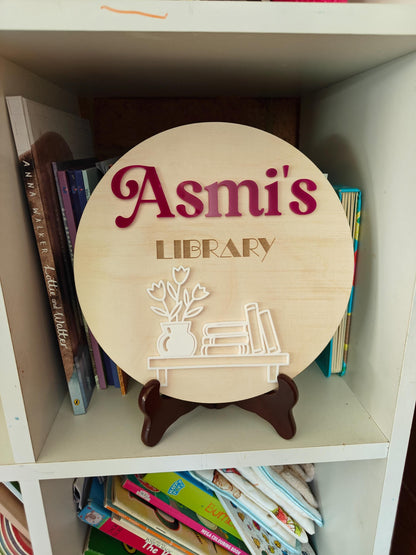 Personalized Library Sign- wooden