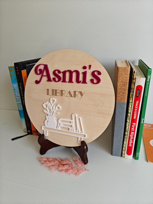 Personalized Library Sign- wooden
