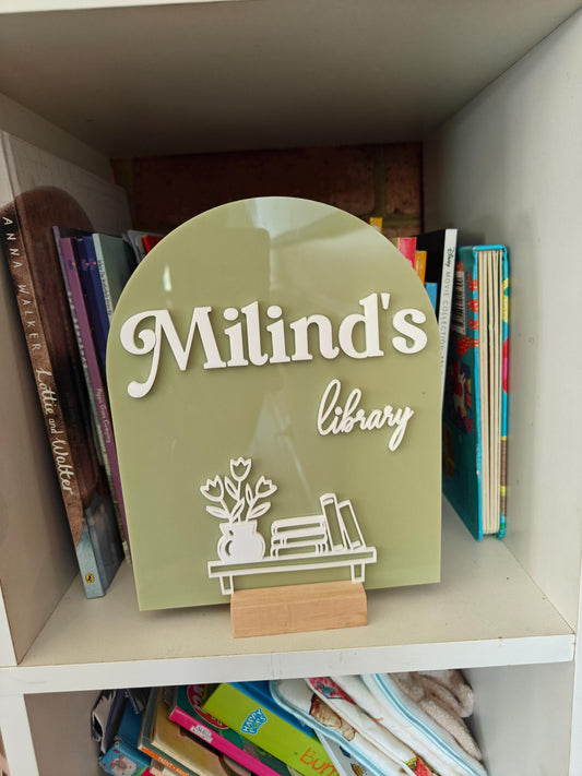 Personalized Library Sign Light, Book lover Gift, Home Library Decor, Bookshelf Decor, Bookish Gifts, Gift for Her Birthday- Milind