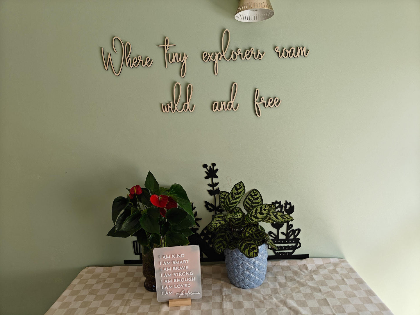 LARGE wooden wall script art | Where the wild ones play LARGE wooden wall script art | Where tiny explorers roam wild and free