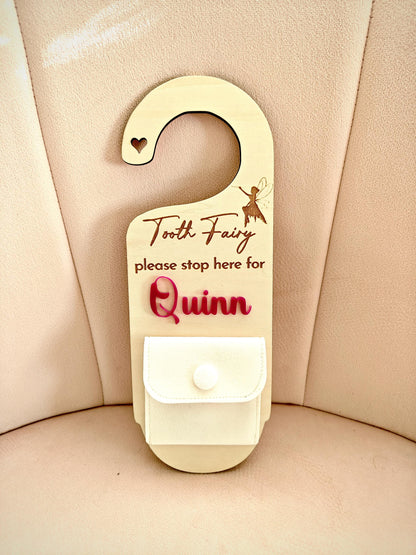 Tooth Fairy Door Hanger Personalised | Personalised Tooth Fairy Trinket - custom fonts